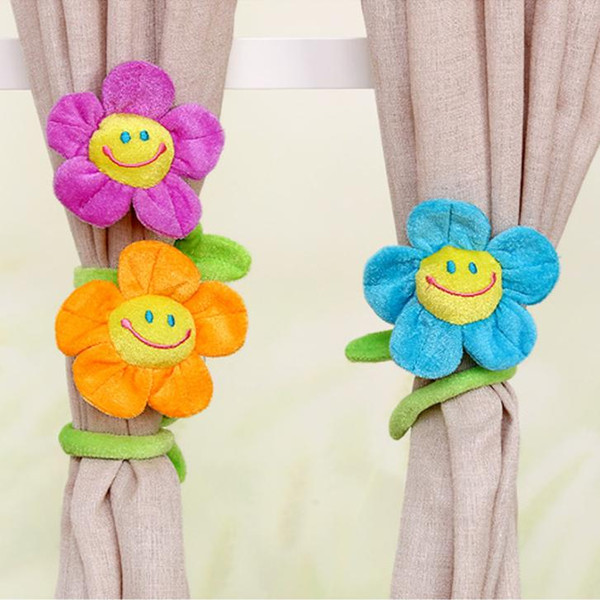 Cartoon flower Sunflower curtain buckle hook Clips children plush toys for wedding gifts family home decor