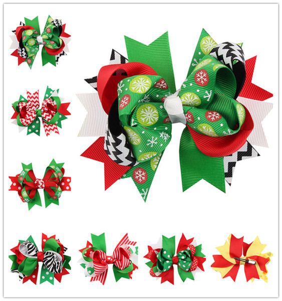 Christmas Accessories 5 inch Hairpins Baby Girl Kids Polka Dots Hair Clip Children Barrettes Hairclips Dovetail Bow Hairpin Gifts 12 Styles