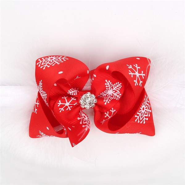 2018 Girls Christmas Headbands Bow Feather Boutique Children Hair Accessories Kids Elastic Grosgrain Ribbon Hairbands photo props party gift