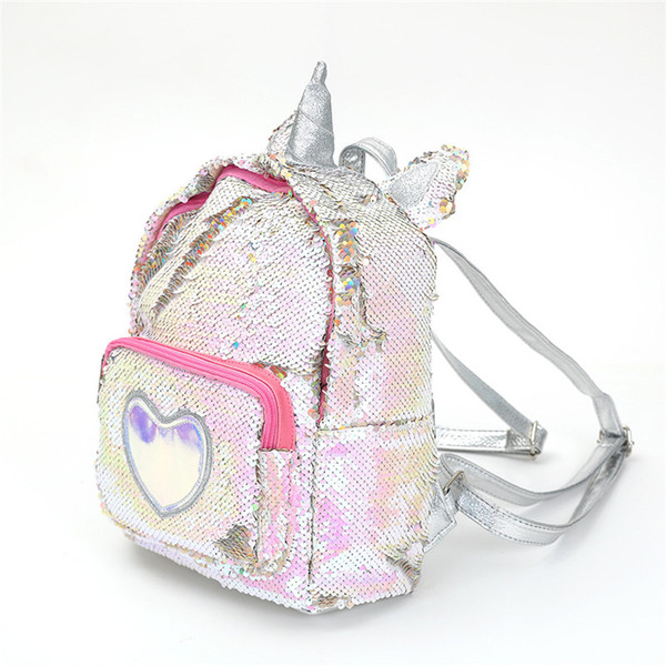 Sequins Unicorn Shoulder Bag for Women Girls Waterproof PU leather Backpacks Paillette Handbags Unicorn Shape School Book Bags Shopping Tote