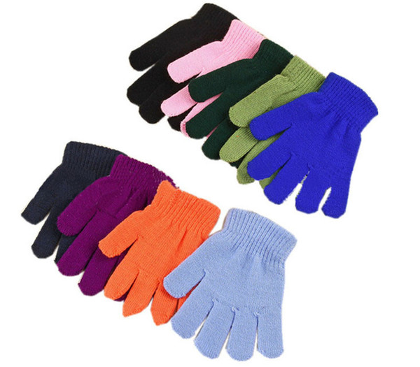 Children Winter Magic Gloves Candy Color Boys Girls Kintting Glove Kids Warm Knitted Finger Stretch Mittens Students Outdoor Gloves New