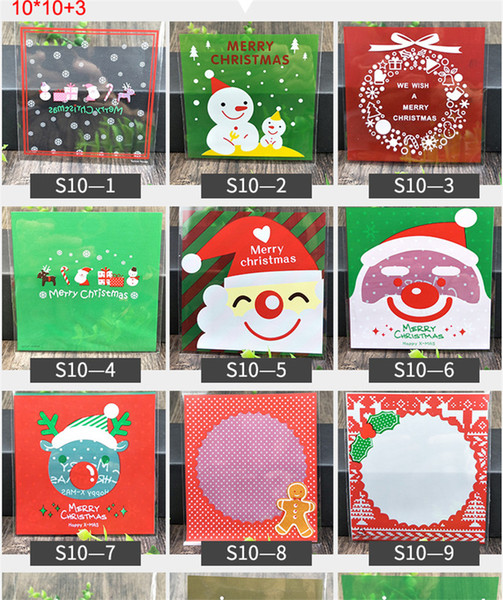 2019 Christmas Halloween Cookie DIY Food Bag Self Adhesive Seal Packaging Plastic Bag Santa Claus Snowman Printed Christmas Decorations