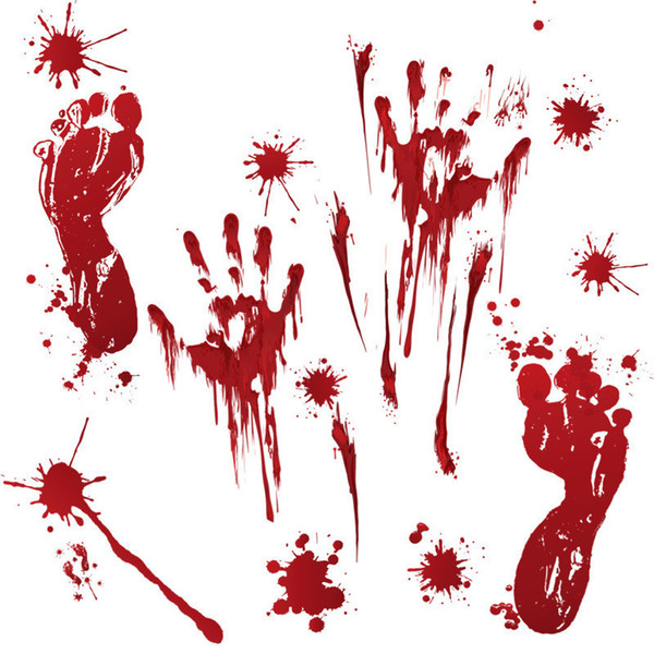 Halloween Horrible Bloody Zombie Hand Foot Sticker Scaryt Theme Full of Blood Handprint for Home Car Window Wall Stickers Decoration