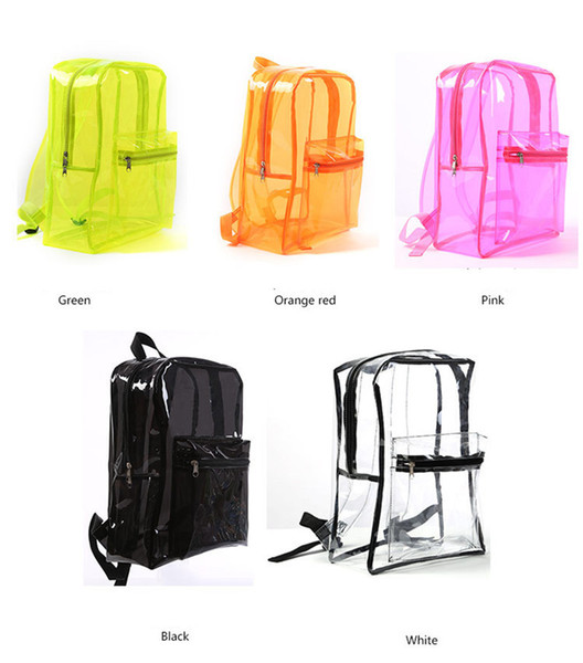 New PVC Transparent Backpack Clear Sholder bags for Men Women Teenager Students School Book bag Waterproof Travel Beach Bags Rucksack