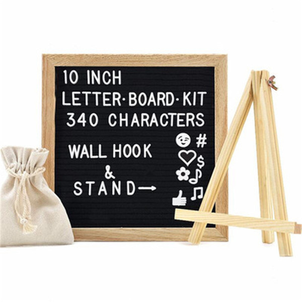 Hot sale Felt Letter Board with Black Toys Home Office Decoration Sign Message Felt Board Sign Oak Frame And Black Retro Felt Blocks 10x10in