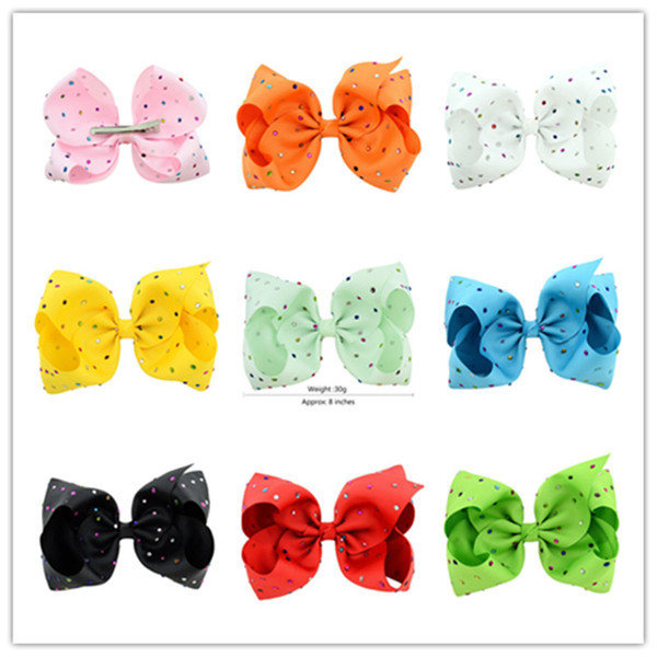 8 Inch JoJo Siwa Bow Bowknot Hairpin Kids Girls With Diamond Dot Girl Large Bowknot Barrette Colorful Floral Hair Clip Accessories A32705