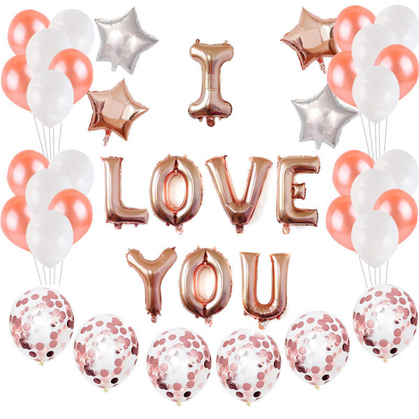 45pcs/set Creative Valentines Day Air Balloon Happy Birthday Party House House DIY Decoration Love U Foil Balloons Wedding Festival Supply