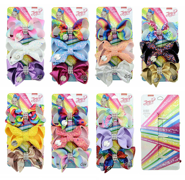 3PCS/Set JoJo Siwa Bows Kids Girls Hairpin Hairclips Sparkle Bows Barrettes Dance Hair Bows Hairbands Hair Clips Accessories new A343