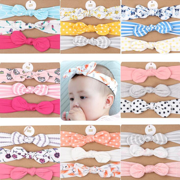 Baby Kids Headband Girls Head Wrap INS Twisted Knot unicorn print Hairband stripe Headbands Yellow Wave dot Headwear 3pcs/lot A22201