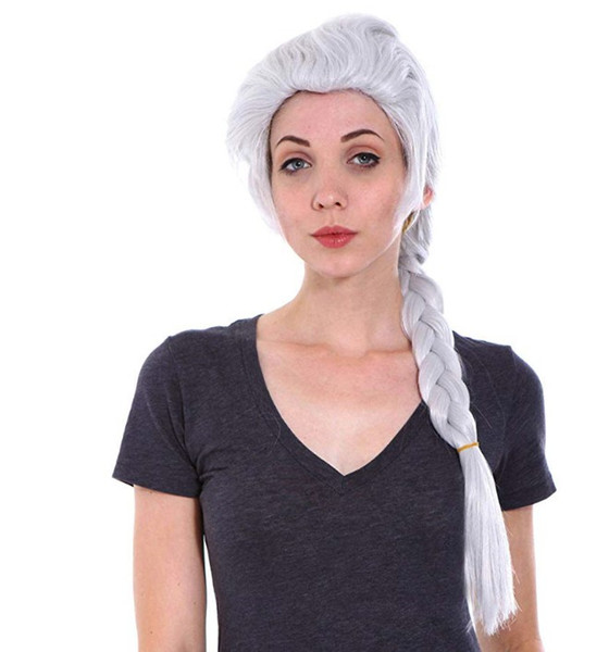 Princess Long Braid Silver Wig for cosplay