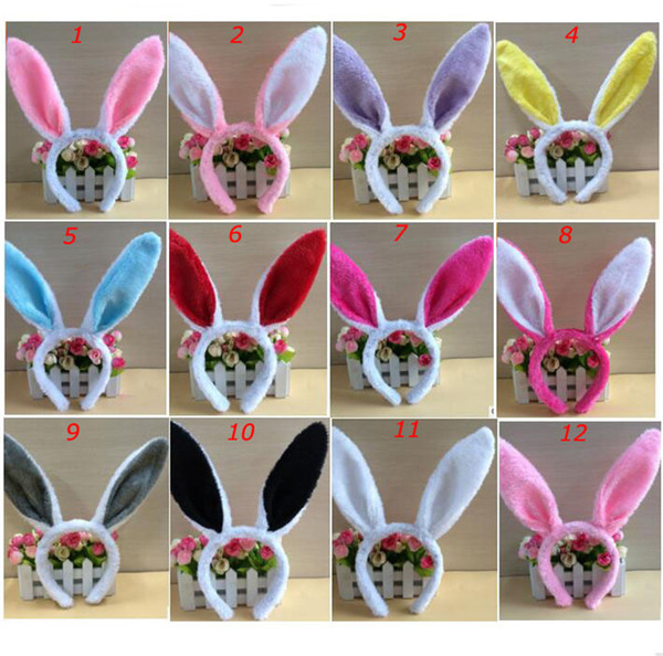 27 Colors Easter Rabbit Ears Hairband for Kids Adult Fluffy Sequins Head Hoops Party Cosplay Bunny Girl Props Festival Decorations Headwear