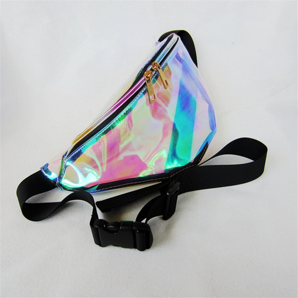 For Mobile Laser Hologram Clear PVC Bag Fanny Pack Waist Bags Harajuku Style Transparent Cash Pouch women Sports Messenger Chest Bags