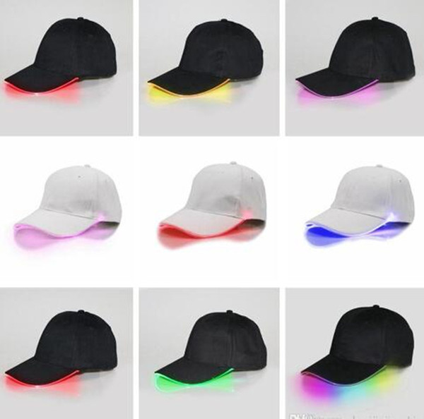 Adjustable LED Baseball Cap Single Flash Color Ball Hat Change Mode LED Light Night Luminous Snapbacks Peak Cap Sports Fishing Hats Unisex