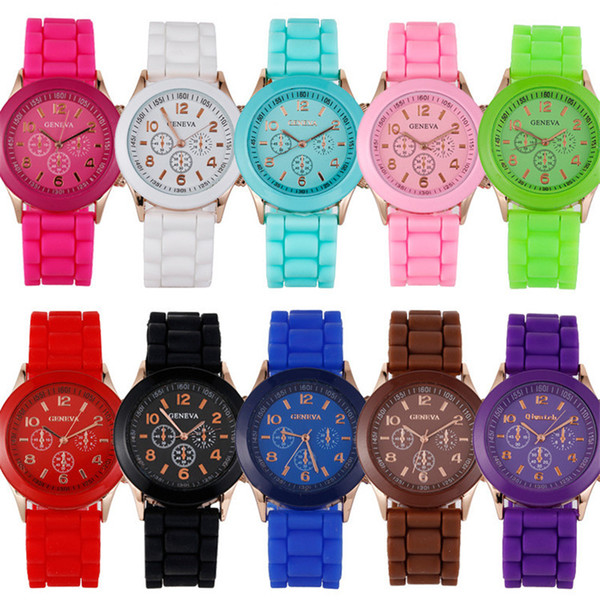 Shadow Style Geneva watch Women Men Kids Rubber Silicone Jelly Quartz Waist Watches 15Colors Bracelets Sports Watch Valentines Day Gifts