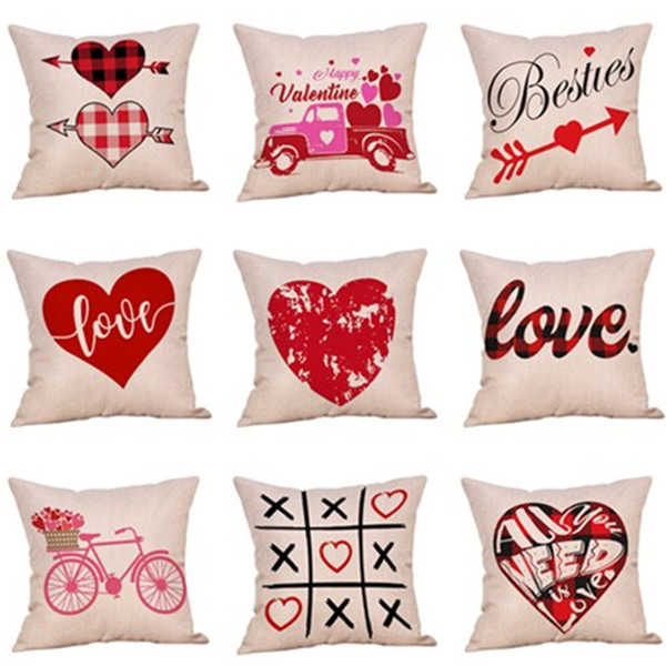 Valentines Pillow Case 23 colors Striped Plaid Letter Love print Pillow Covers Sofa Nap Cushion Cover Cases Home Decors Valentine Day