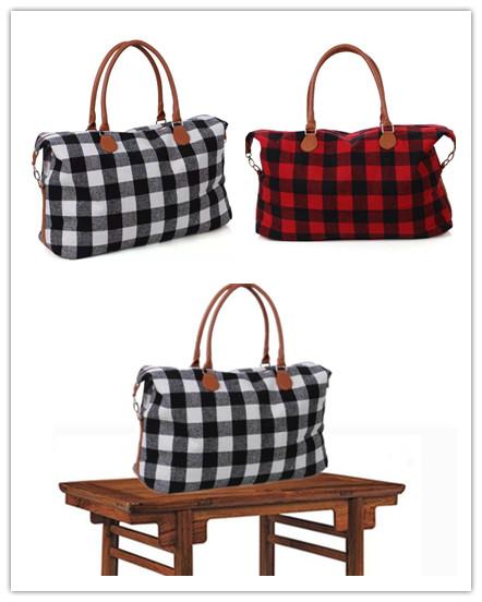 Fashion Plaid Duffel Bags Women Flannelette Plaid Weekender Bags Big Capacity Travel Sport Bag Exercise Luggages 2 Colors