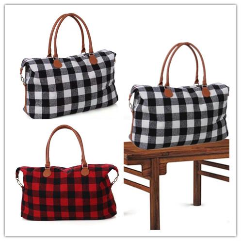 Fashion Plaid Duffel Bags Women Flannelette Plaid Weekender Bags Big Capacity Travel Sport Bag Exercise Luggages 2 Colors 55*42*26cm