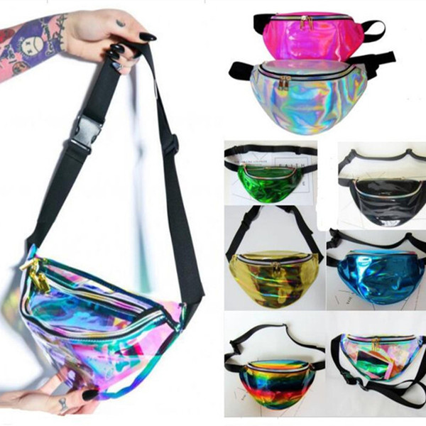 New Laser Hologram Clear Bag Fanny Pack Waist Bags Harajuku Style Transparent PVC Cash Phone Pouch Sports Messenger Chest Bags