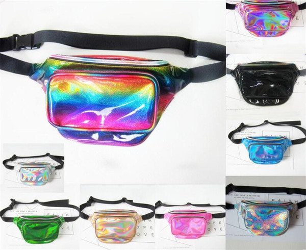 New Women Fashion Laser Waist Bag Translucent Waterproof Rainbow Hologram PU Metallic Beach Bag Crossbody Shoulder Bags Fanny Packs