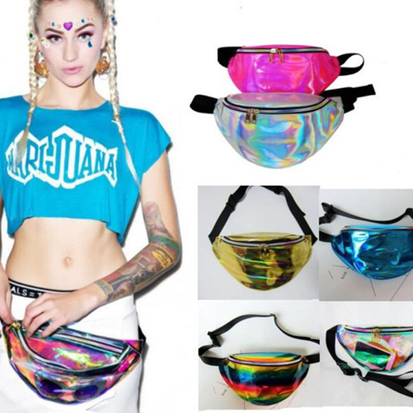 For Phone Laser Hologram Clear Bag Fanny Pack Waist Bags Harajuku Style Transparent PVC Cash Pouch Sports Messenger Chest Bags new 