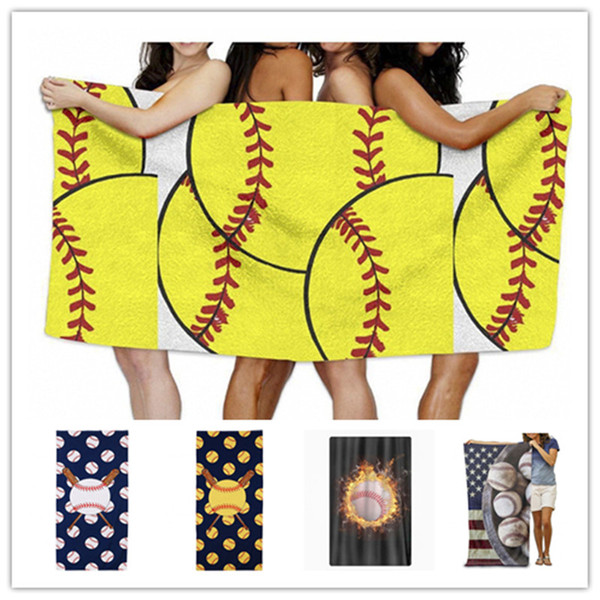 150*75cm Baseball Soccer Beach Blanket Towel Bikini Wraps Shawl Microfiber Bath Towels Softball Picnic Mat Sports Ball Table Cloth New B5901