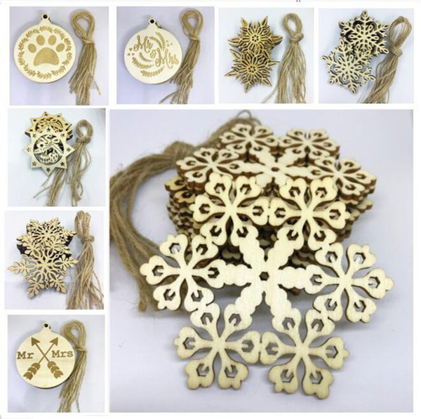 10pcs/Lot Christams Ornaments Decorations for Wooden Snowflake Piece Word Love Arrow Hanging Pendant with Strap Xmas Gifts Crafts 11 Colors1