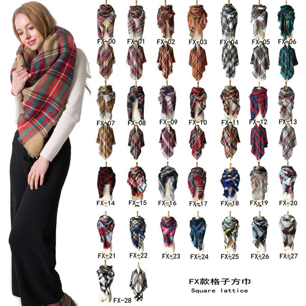 Women Plaid Scarves Tartan Tassel Scarf Plaid Tassel Wrap Oversized Check Shawl Winter Neckerchief Cashmere Acrylic Pashmina Lattice Blanket