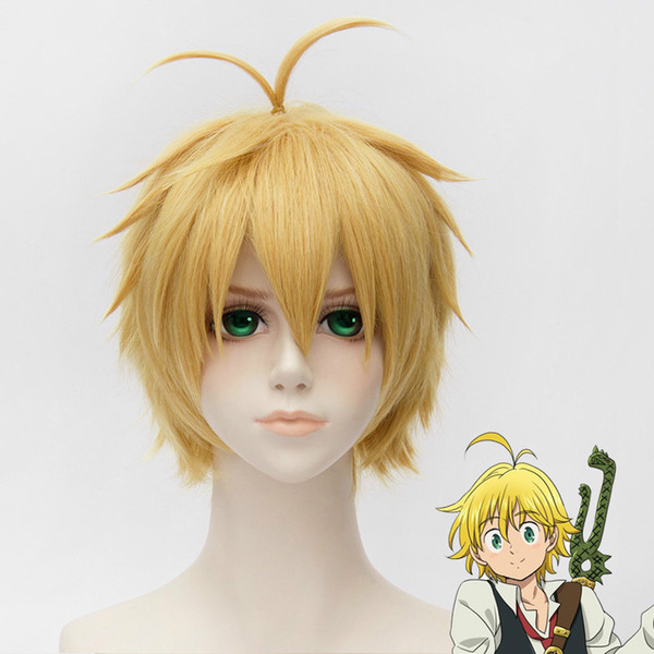 The Seven Deadly Sins Meliodas Cosplay Wigs Heat Resistant Synthetic Hair Perucas Cosplay Wig +Wig Cap