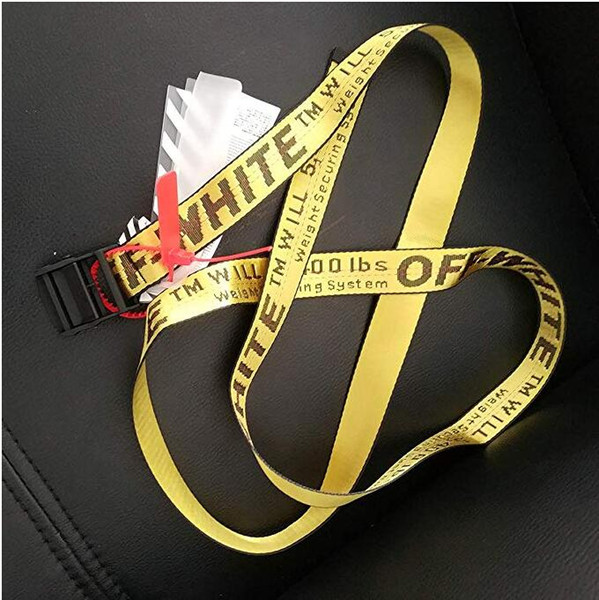 17ss INDUSTRIAL Paris yellow belt WHITE print men women Costumes Cosplay Belts Canvas embroidered mens belt 365