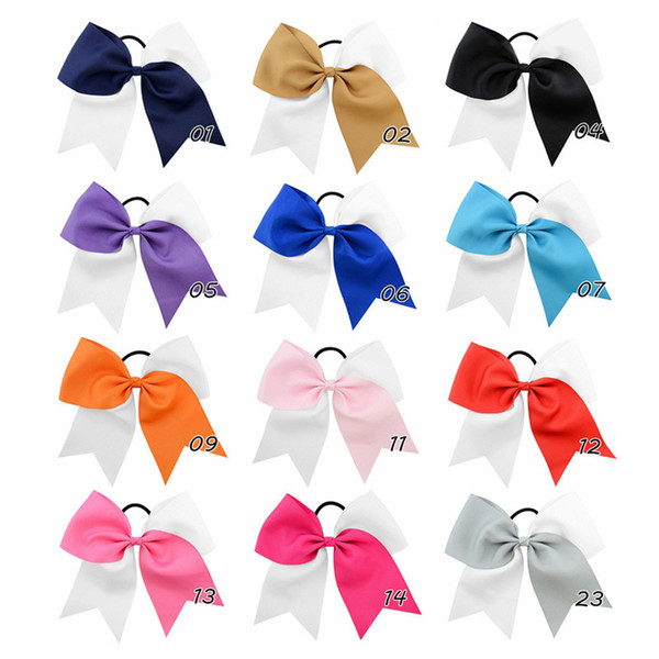 8 Inch 12 Colors Children Bows Forked Tail Ribbon Hair Bands For Girls Infants Double Color Candy Cute Hair Clips Cheer Bow Hair Accessory