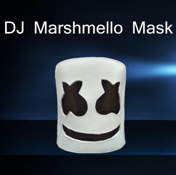 2018 Funny Marshmello Latex Mask Hot Sale Halloween Cosplay Headgears Fashion Festival Emoji Costume Accessory Free Shipping