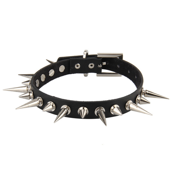 Gothic Faux Leather Spike Rivet Choker For Men Women - Unisex Punk Torques Necklace Jewelry Nightclub Party