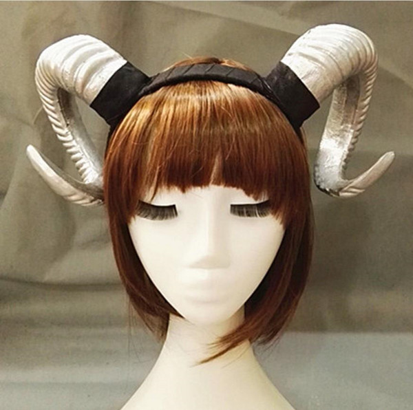 Handmade Sheep horn Headband Hairband Accessory Demon Evil Gothic Lolita Cosplay Halloween Headwear Prop