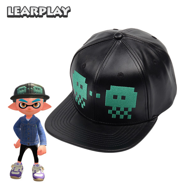 ccessories Hats Splatoon 2 Skalop Jellyvader Hats Black Leather Baseball Caps Embroidery Adjustable Flat-Bill Cap Adult Kids Party Access...