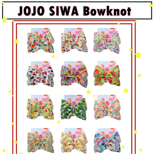 JOJO SIWA children bowknot copy spring new fruit printing bowknot kid cute sweet bows for little girls