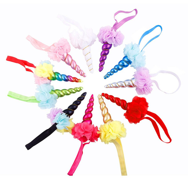 Princess Girls Spiral Unicorn Horn Headband Flower Crown Hair Band Party Fancy Dress Costume Cosplay Hair Accessories