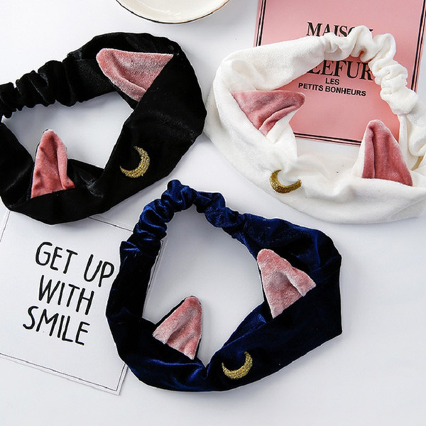 Sailor Moon Luna Cat Ears Hair Band Hair Accessory Headband Anime Cosplay Cute Face Hoop Makeup Tool Lolita Headwear