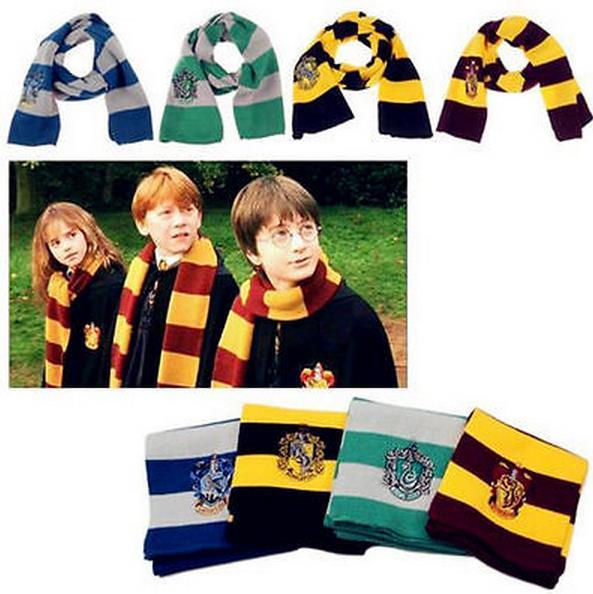 Wholesale-17CM*150CM New Fashion 4 Color College  Vouge Gryffindor House Cosplay Knit Wool Costume scarf With Badge Wrap