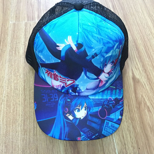 Anime Hatsune Miku Sun Cap Baseball Peaked Snapback Mesh Hat for Boys or Girls