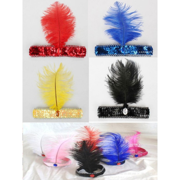 Wholesale-Factory Price! Fancy Dress Sequin Head Band Feather Flapper Headdress 1920's Dance Party