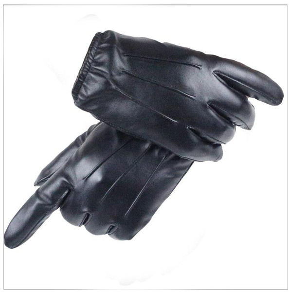 Hot Men's Luxurious PU Leather Winter Driving Warm Gloves Cashmere Tactical Gloves Luxury Design Guantes Full Finger Mittens