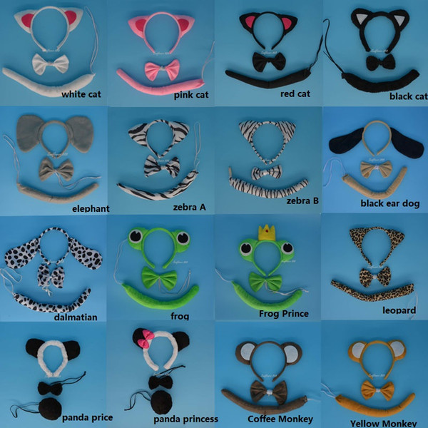 Girls Boy Kids Cartoon Animal Ear Headband Tie Tail Halloween Birthday Party Cosplay Carnival Children'Day Christmas Wedding