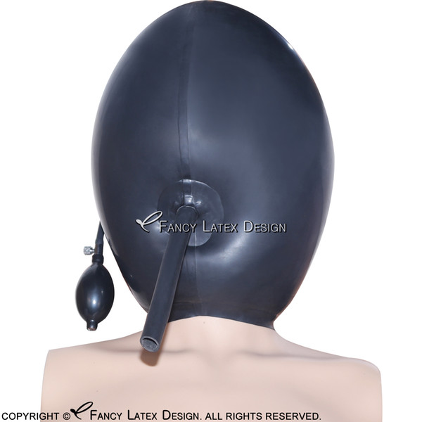 Inflatable Sexy Latex Hoods Rubber ball Masks Cocoon Balloon Fetish Bondage Hand Pumb Breathing Play Hood TT-0066