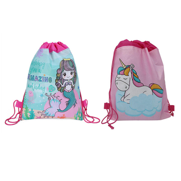 Unicorn Mermaid Drawstring Backpack Kids Cartoon Drawstring Bags Sports Magic Shoulder Bag Outdoor Storage Bag Travel Bags Hot-selling A342