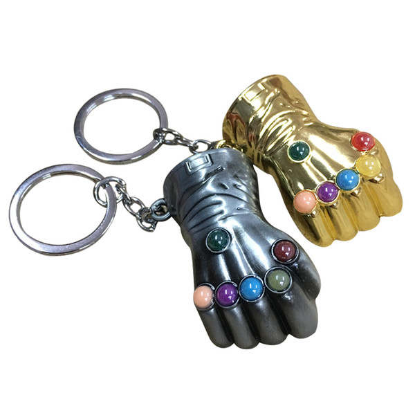 key ring for Thanos Infinity Gauntlet avengers smash unlimited glove fist logo a fine alloy key ring Golden Silvery 2pcs RF1347