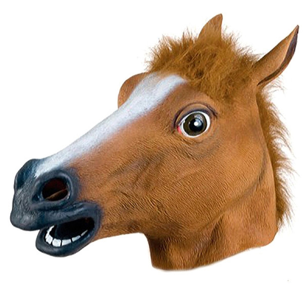 Wholesale-Wholesale10pcs/lot Creepy Horse Mask Head Halloween Costume Theater Prop Novelty Latex Rubber