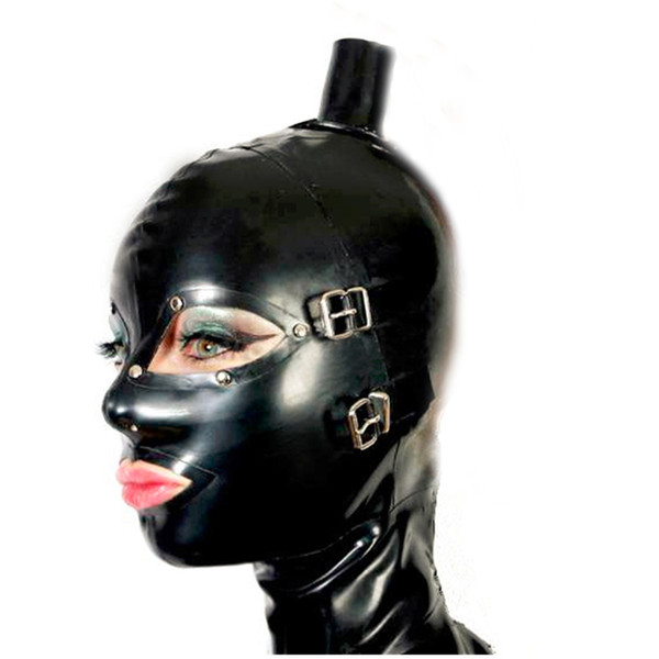 2018 sexy lingerie design sexy products female women handmade unisex Latex Mask Hair top tube Hoods back zipper Fetish plus size