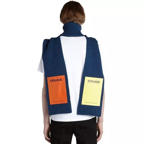 Raf Simons Scarf High Collar Patch Knitting Sweater Vest Bottoming Shirt Shawl Bib Winter Free Size Accessories Festival