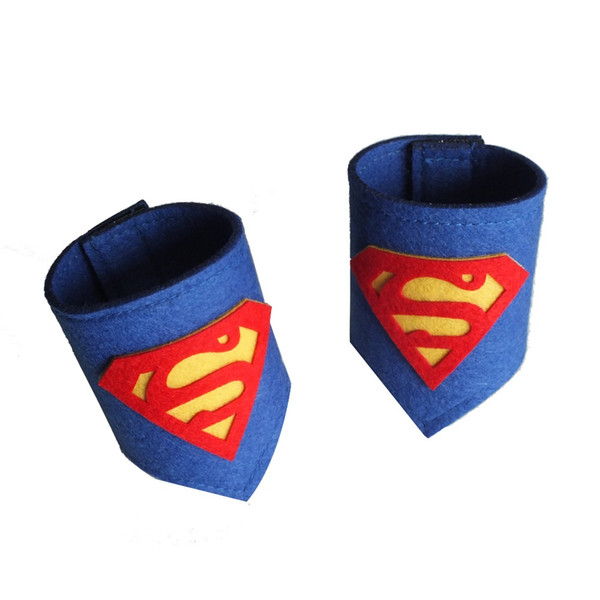 26 style Felt Kid Superhero Cuffs Vibrant superhero wristlet superhero wristband High quanlity superman Batman Spiderman Hulk costumes