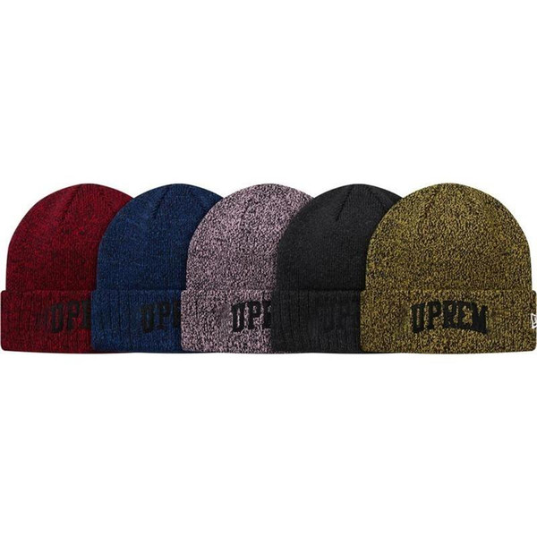 18FW Crow Box Logo Beanie Cold Hats Arc Logo Knitted Embroidered Street Travel Knit Cap Warm Outdoor Autumn Winter Hat Sport HFTTMZ011